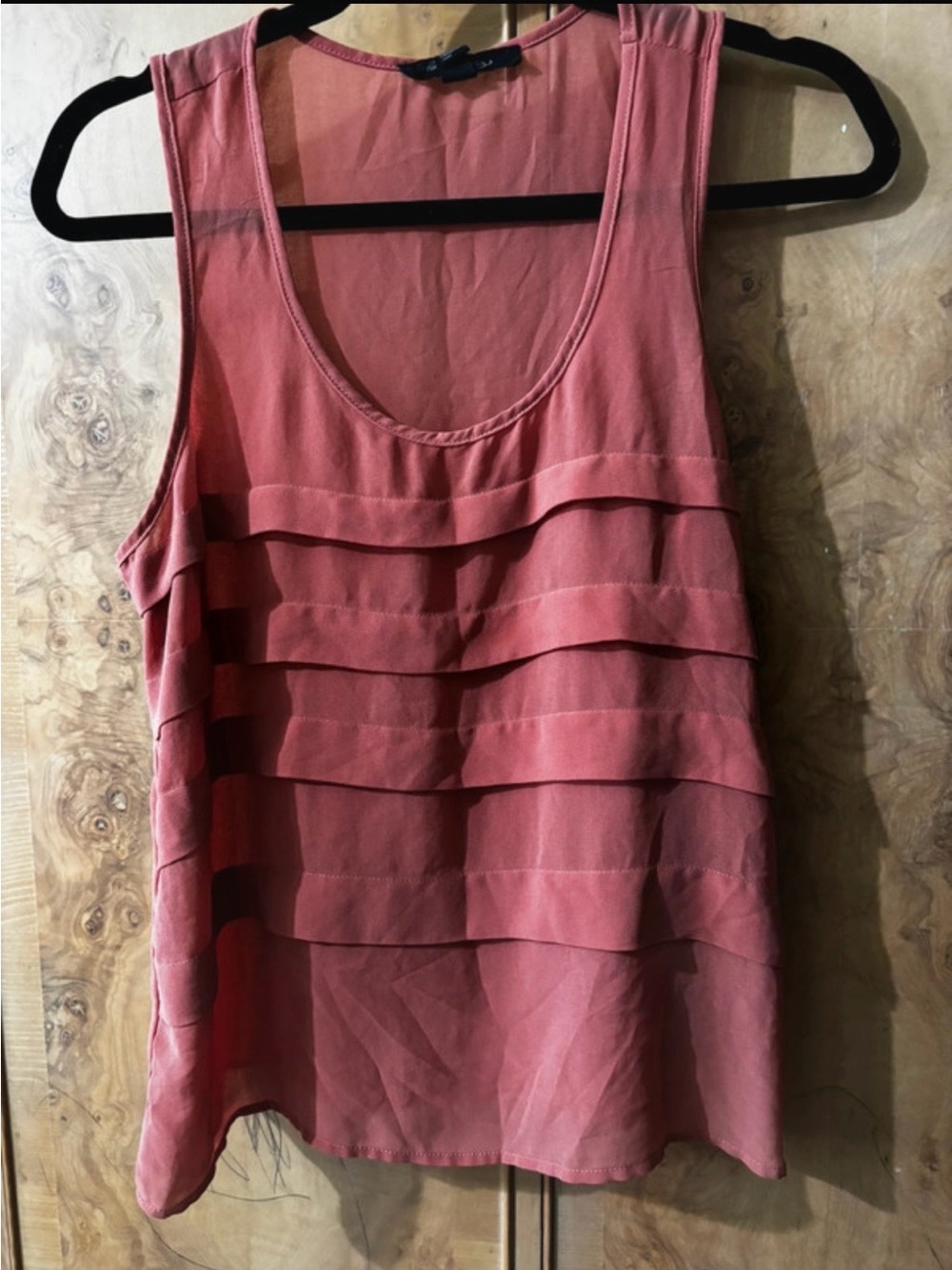 Tiered Ruffle Sleeveless Top - Coral Pink size Large